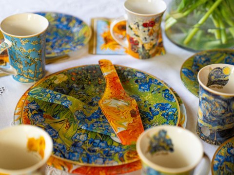 Komplet patera i 6 talerzyków - Van Gogh, Irysy
