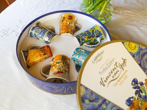 Komplet 6 kubków PREMIUM VAN GOGH - Porcelana w eleganckim pudełky