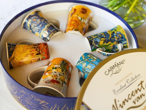 Komplet 6 kubków PREMIUM VAN GOGH - Porcelana w eleganckim pudełky