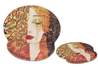Podkładka pod myszkę z poduszką na nadgarstek - G. Klimt, Złote łzy