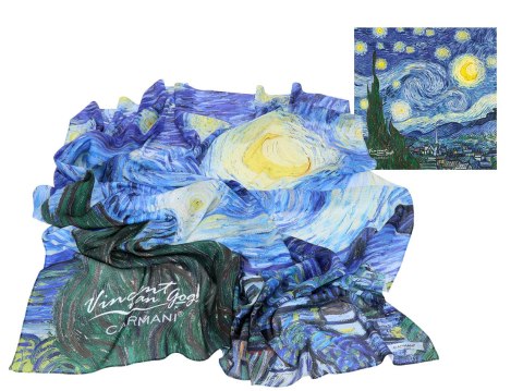 Apaszka Szal ze szlachetnej tkaniny - Van Gogh, Gwiaździsta Noc (CARMANI)