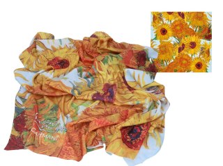 Apaszka Szal ze szlachetnej tkaniny - Van Gogh, Słoneczniki (CARMANI)