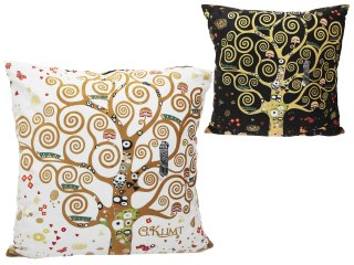 Poduszka z wypełnieniem/suwak - G. Klimt, Drzewo życia(białe/czarne tło) (CARMANI)