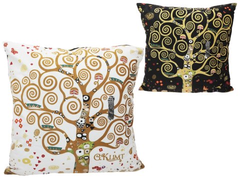 Poduszka z wypełnieniem/suwak - G. Klimt, Drzewo życia(białe/czarne tło) (CARMANI)