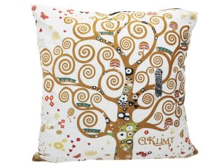 Poduszka z wypełnieniem/suwak - G. Klimt, Drzewo życia(białe/czarne tło) (CARMANI)