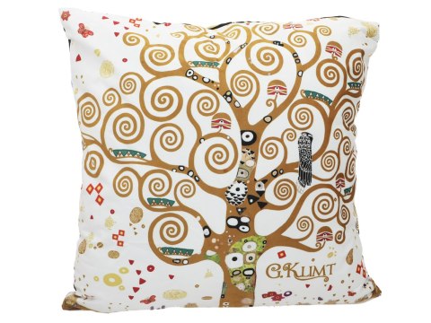 Poduszka z wypełnieniem/suwak - G. Klimt, Drzewo życia(białe/czarne tło) (CARMANI)