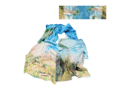 Apaszka Szal ze szlachetnej tkaniny - C. Monet, Kobieta z parasolem (CARMANI)