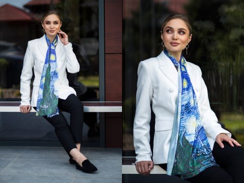 Apaszka Szal ze szlachetnej tkaniny - V. van Gogh, Gwiaździsta Noc (CARMANI)