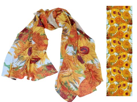 Apaszka Szal ze szlachetnej tkaniny - Van Gogh, Słoneczniki