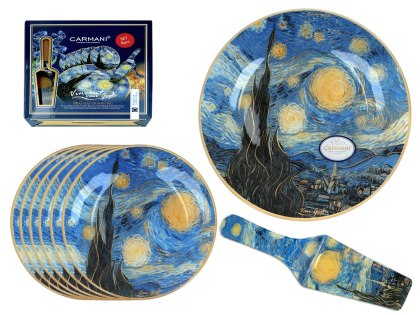 Komplet patera i 6 talerzyków - Van Gogh, Gwiaździsta Noc