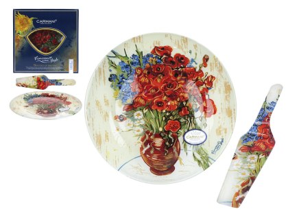 Talerz dekoracyjny z łopatką - Van Gogh, Maki w wazonie