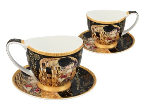 Filiżanka duża PREMIUM - Klimt, Pocałunek - Porcelana w eleganckim kuferku