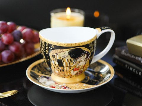 Filiżanka duża PREMIUM - Klimt, Pocałunek - Porcelana w eleganckim kuferku