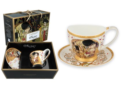 Filiżanka duża PREMIUM - Klimt, Pocałunek - Porcelana w eleganckim kuferku