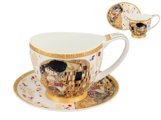 Filiżanka duża PREMIUM - Klimt, Pocałunek - Porcelana w eleganckim kuferku