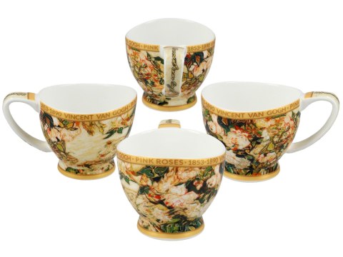 Filiżanka duża PREMIUM - Van Gogh, Wazon z różami - Porcelana w eleganckim kuferku