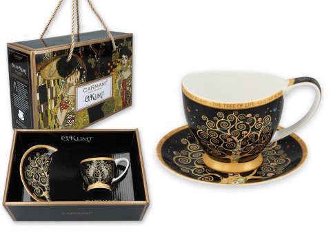 Filiżanka espresso PREMIUM - Klimt, Drzewo życia - Porcelana w eleganckim kuferku