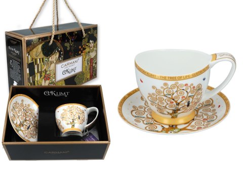 Filiżanka espresso PREMIUM - Klimt, Drzewo życia - Porcelana w eleganckim kuferku