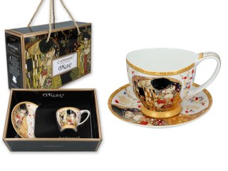 Filiżanka espresso PREMIUM - Klimt, Pocałunek - Porcelana w eleganckim kuferku