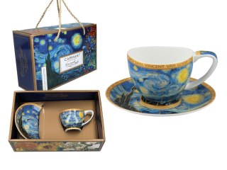 Filiżanka espresso PREMIUM - Van Gogh, Gwiaździsta Noc - Porcelana w eleganckim kuferku