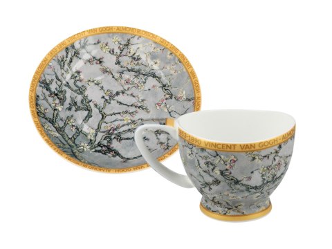 Filiżanka espresso PREMIUM - Van Gogh, Kwitnący Migdałowiec - Porcelana w eleganckim kuferku
