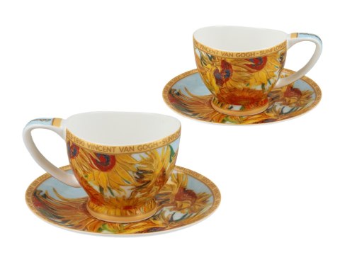 Filiżanka espresso PREMIUM - Van Gogh, Słoneczniki - Porcelana w eleganckim kuferku