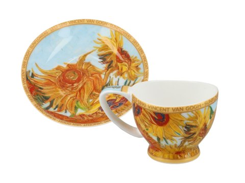 Filiżanka espresso PREMIUM - Van Gogh, Słoneczniki - Porcelana w eleganckim kuferku