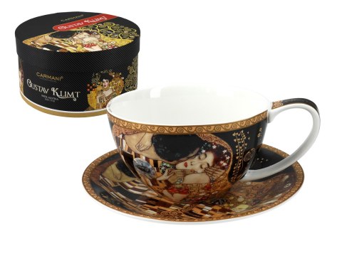 Filiżanka duża - Klimt - Pocałunek - Porcelana w okrągłym pudełk