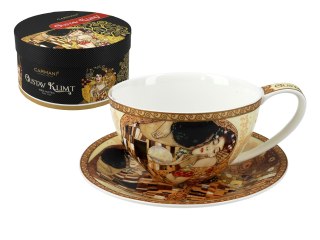 Filiżanka duża - Klimt - Pocałunek - Porcelana w okrągłym pudełk