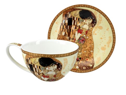 Filiżanka duża - Klimt - Pocałunek - Porcelana w okrągłym pudełk