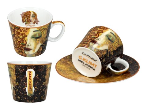 Komplet 2 filiżanek espresso PREMIUM - Klimt, Złote łzy PORCELANA