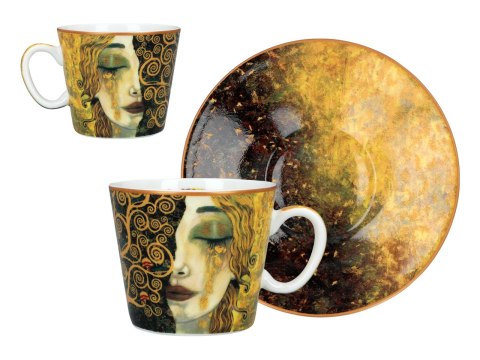 Komplet 2 filiżanek espresso PREMIUM - Klimt, Złote łzy PORCELANA