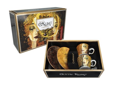 Komplet 2 filiżanek espresso PREMIUM - Klimt, Złote łzy PORCELANA