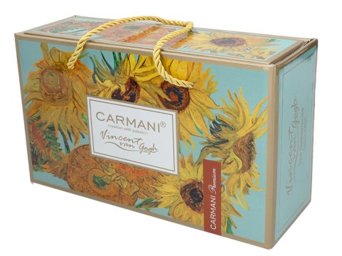 Komplet 2 filiżanek espresso PREMIUM - Van Gogh, Słoneczniki - Porcelana w kuferku