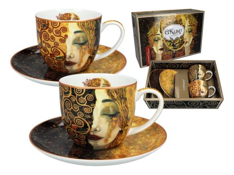 Komplet 2 dużych filiżanek premium - Klimt, Złote Łzy PORCELANA