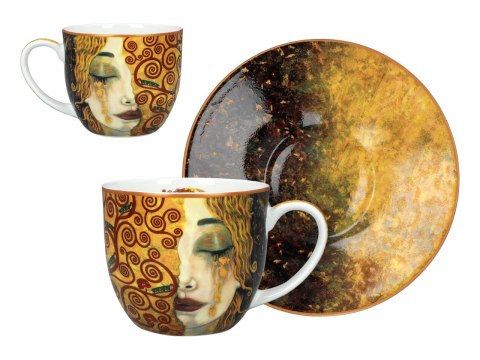 Komplet 2 dużych filiżanek premium - Klimt, Złote Łzy PORCELANA