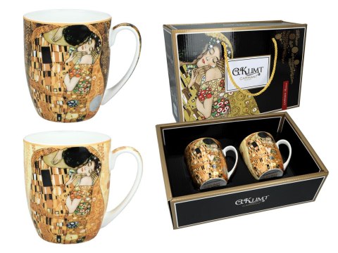 Komplet kubków PREMIUM - Klimt, Pocałunek - Porcelana w eleganckim kuferku
