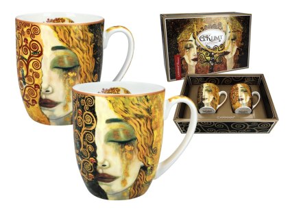 Komplet kubków PREMIUM - Klimt, Złote łzy - Porcelana w eleganckim kuferku