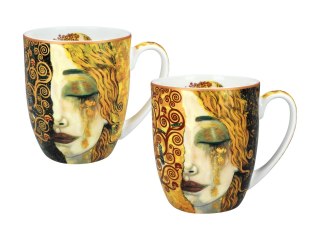Komplet kubków PREMIUM - Klimt, Złote łzy - Porcelana w eleganckim kuferku