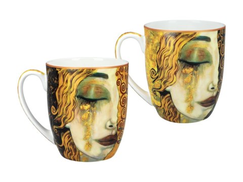 Komplet kubków PREMIUM - Klimt, Złote łzy - Porcelana w eleganckim kuferku