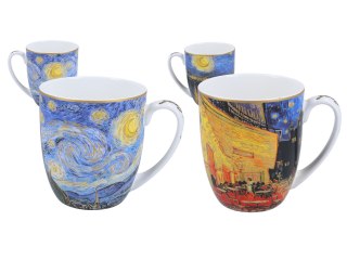 Komplet 2 kubków premium - Van Gogh, Taras kawiarni nocą i Gwiaździsta Noc PORCELANA