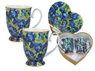 Komplet 2 kubków w sercu - Van Gogh, Irysy PORCELANA