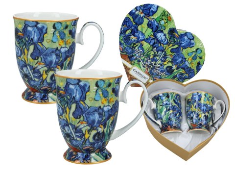 Komplet 2 kubków w sercu - Van Gogh, Irysy PORCELANA