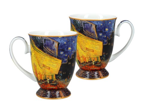 Komplet 2 kubków w sercu - Van Gogh, Taras kawiarni nocą PORCELANA