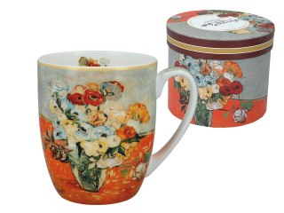 Kubek w pięknym pudełku - Van Gogh, Róże i zawilce