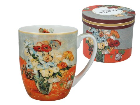 Kubek w pięknym pudełku - Van Gogh, Róże i zawilce