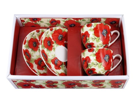 Komplet 2 dużych filiżanek premium - Maki, PORCELANA