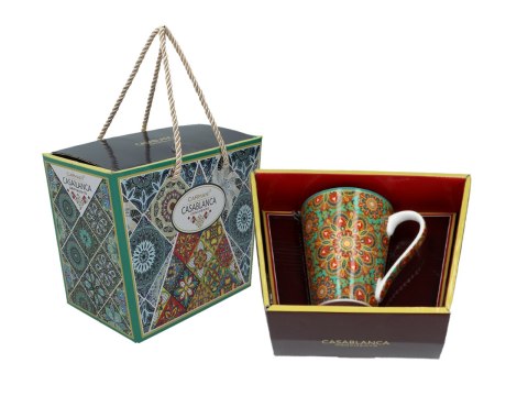 Kubek PREMIUM w kuferku MAROKAŃSKI STYL - porcelana