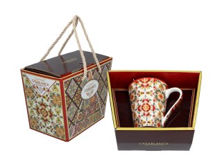 Kubek PREMIUM w kuferku MAROKAŃSKI STYL - porcelana